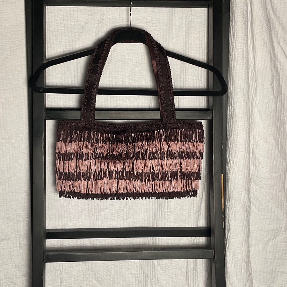 Elegant Lottie Dottie Fringe Shoulder Bag in Pink and Brown
